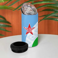 Djibouti Cultural 4 in 1 Can Cooler Tumbler National Emblem, Tribal Motifs and Red Star Symbol of Unity