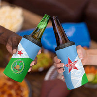Djibouti Cultural 4 in 1 Can Cooler Tumbler National Emblem, Tribal Motifs and Red Star Symbol of Unity