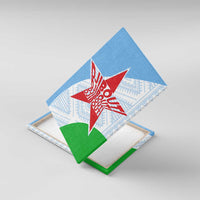 Djibouti Cultural Canvas Wall Art National Emblem, Tribal Motifs and Red Star Symbol of Unity