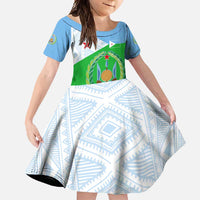 Djibouti Cultural Family Matching Off Shoulder Maxi Dress and Hawaiian Shirt National Emblem, Tribal Motifs and Red Star Symbol of Unity