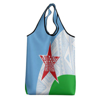 Djibouti Cultural Grocery Bag National Emblem, Tribal Motifs and Red Star Symbol of Unity