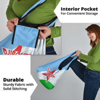 Djibouti Cultural Grocery Bag National Emblem, Tribal Motifs and Red Star Symbol of Unity