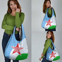 Djibouti Cultural Grocery Bag National Emblem, Tribal Motifs and Red Star Symbol of Unity