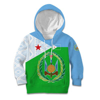 Djibouti Cultural Kid Hoodie National Emblem, Tribal Motifs and Red Star Symbol of Unity