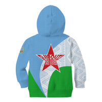 Djibouti Cultural Kid Hoodie National Emblem, Tribal Motifs and Red Star Symbol of Unity