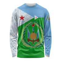 Djibouti Cultural Long Sleeve Shirt National Emblem, Tribal Motifs and Red Star Symbol of Unity