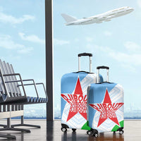 Djibouti Cultural Luggage Cover National Emblem, Tribal Motifs and Red Star Symbol of Unity