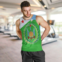 Djibouti Cultural Men Tank Top National Emblem, Tribal Motifs and Red Star Symbol of Unity