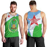 Djibouti Cultural Men Tank Top National Emblem, Tribal Motifs and Red Star Symbol of Unity