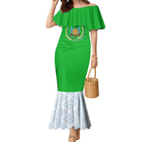 Djibouti Cultural Mermaid Dress National Emblem, Tribal Motifs and Red Star Symbol of Unity