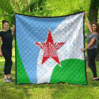 Djibouti Cultural Quilt National Emblem, Tribal Motifs and Red Star Symbol of Unity