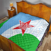 Djibouti Cultural Quilt National Emblem, Tribal Motifs and Red Star Symbol of Unity