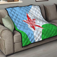 Djibouti Cultural Quilt National Emblem, Tribal Motifs and Red Star Symbol of Unity