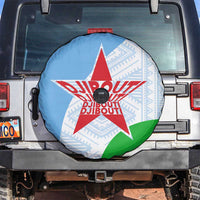 Djibouti Cultural Spare Tire Cover National Emblem, Tribal Motifs and Red Star Symbol of Unity