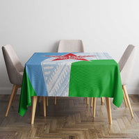 Djibouti Cultural Tablecloth National Emblem, Tribal Motifs and Red Star Symbol of Unity