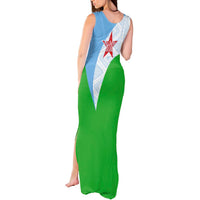 Djibouti Cultural Tank Maxi Dress National Emblem, Tribal Motifs and Red Star Symbol of Unity