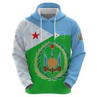 Djibouti Cultural Zip Hoodie National Emblem, Tribal Motifs and Red Star Symbol of Unity