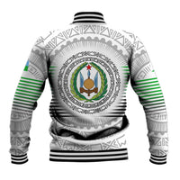 Djibouti Roots Baseball Jacket Urban Streetwear with African Tribal Design & Patriotic Elements