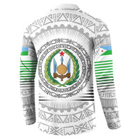 Djibouti Roots Button Sweatshirt Urban Streetwear with African Tribal Design & Patriotic Elements