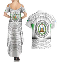 Djibouti Roots Couples Matching Summer Maxi Dress and Hawaiian Shirt Urban Streetwear with African Tribal Design & Patriotic Elements