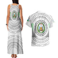 Djibouti Roots Couples Matching Tank Maxi Dress and Hawaiian Shirt Urban Streetwear with African Tribal Design & Patriotic Elements