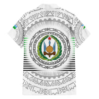 Djibouti Roots Family Matching Off The Shoulder Long Sleeve Dress and Hawaiian Shirt Urban Streetwear with African Tribal Design & Patriotic Elements