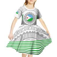 Djibouti Roots Kid Short Sleeve Dress Urban Streetwear with African Tribal Design & Patriotic Elements