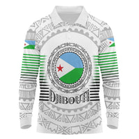 Djibouti Roots Long Sleeve Polo Shirt Urban Streetwear with African Tribal Design & Patriotic Elements
