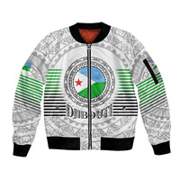Djibouti Roots Sleeve Zip Bomber Jacket Urban Streetwear with African Tribal Design & Patriotic Elements