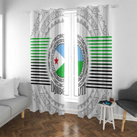 Djibouti Roots Window Curtain Urban Streetwear with African Tribal Design & Patriotic Elements