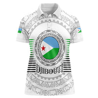 Djibouti Roots Women Polo Shirt Urban Streetwear with African Tribal Design & Patriotic Elements