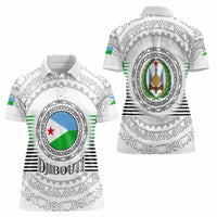 Djibouti Roots Women Polo Shirt Urban Streetwear with African Tribal Design & Patriotic Elements