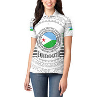 Djibouti Roots Women Polo Shirt Urban Streetwear with African Tribal Design & Patriotic Elements