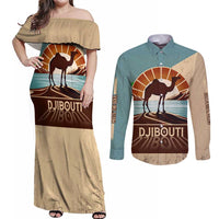 Echoes of Djibouti Couples Matching Off Shoulder Maxi Dress and Long Sleeve Button Shirt Where Desert Meets Sea and Heritage Stands Tall