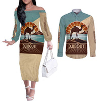 Echoes of Djibouti Couples Matching Off The Shoulder Long Sleeve Dress and Long Sleeve Button Shirt Where Desert Meets Sea and Heritage Stands Tall