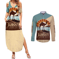 Echoes of Djibouti Couples Matching Summer Maxi Dress and Long Sleeve Button Shirt Where Desert Meets Sea and Heritage Stands Tall