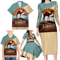 Echoes of Djibouti Family Matching Long Sleeve Bodycon Dress and Hawaiian Shirt Where Desert Meets Sea and Heritage Stands Tall
