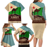 Echoes of Djibouti Family Matching Long Sleeve Bodycon Dress and Hawaiian Shirt Where Desert Meets Sea and Heritage Stands Tall