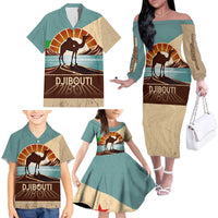 Echoes of Djibouti Family Matching Off The Shoulder Long Sleeve Dress and Hawaiian Shirt Where Desert Meets Sea and Heritage Stands Tall