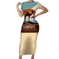 Echoes of Djibouti Short Sleeve Bodycon Dress Where Desert Meets Sea and Heritage Stands Tall