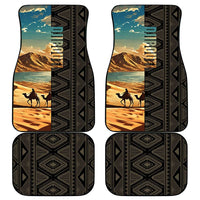 Djibouti Desert Landscape Tadjoura Car Mats with Camel Riders and Tribal Pattern Design