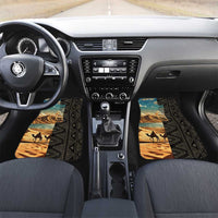Djibouti Desert Landscape Tadjoura Car Mats with Camel Riders and Tribal Pattern Design