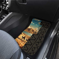Djibouti Desert Landscape Tadjoura Car Mats with Camel Riders and Tribal Pattern Design