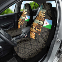 Djibouti Desert Landscape Tadjoura Car Seat Cover with Camel Riders and Tribal Pattern Design