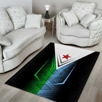 Djibouti Fusion Area Rug Tribal Geometry Meets National Colors and Red Star Boldness