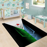 Djibouti Fusion Area Rug Tribal Geometry Meets National Colors and Red Star Boldness