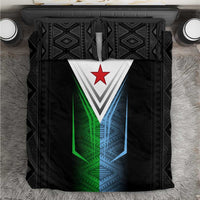 Djibouti Fusion Bedding Set Tribal Geometry Meets National Colors and Red Star Boldness