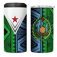 Djibouti Fusion 4 in 1 Can Cooler Tumbler Tribal Geometry Meets National Colors and Red Star Boldness