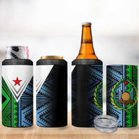 Djibouti Fusion 4 in 1 Can Cooler Tumbler Tribal Geometry Meets National Colors and Red Star Boldness