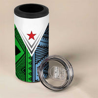 Djibouti Fusion 4 in 1 Can Cooler Tumbler Tribal Geometry Meets National Colors and Red Star Boldness